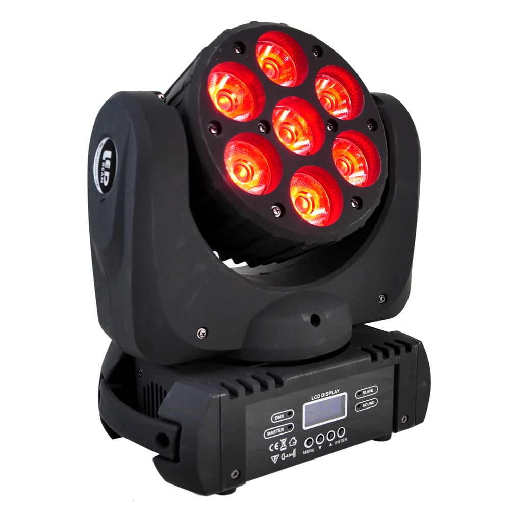 7x12W RGBW COB Super Bright LED Moving Head beam 4IN1 COB Moving Head Beam Light 100V-240V 90W Led Beam Light