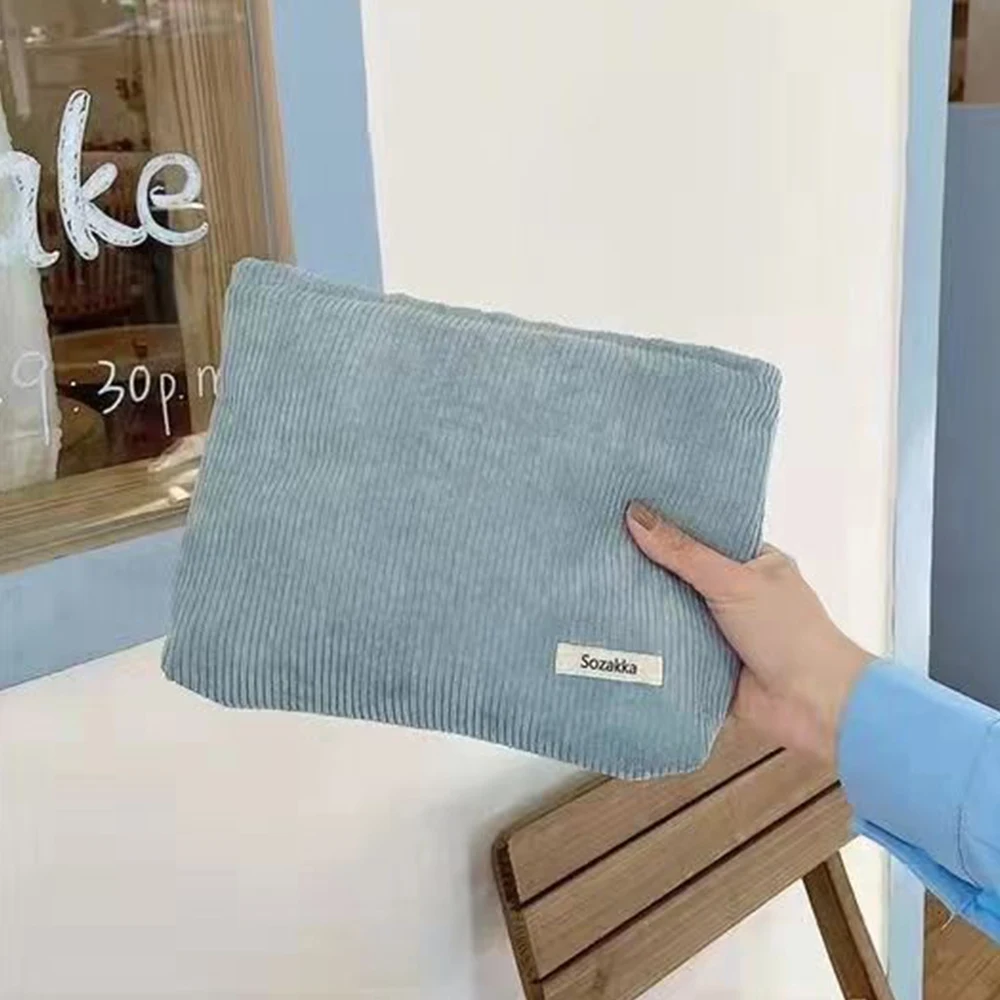 Borsa cosmetica da viaggio in velluto a coste borse portatili? Pochette portaoggetti per trucco da donna con cerniera di grande capacità