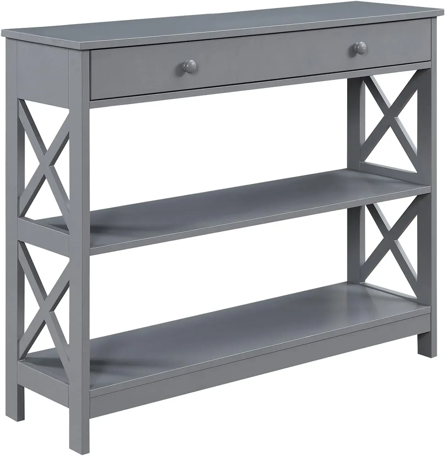 

Oxford 1-Drawer Console Table 39.5" - Farmhouse Sofa Display with Storage Shelf For Living, Family, & Dining Room, Gray