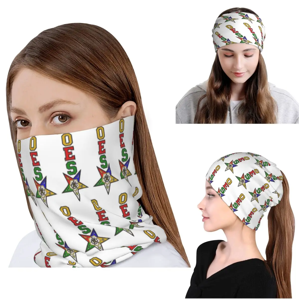 

Order Of The Eastern Star Logo OES Bandana Neck Cover Mask Scarf Warm Cycling Scarf Beanies Hat for Men Women Adult Winter
