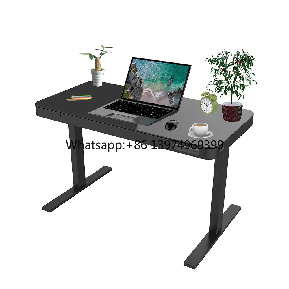 2025 Hot Sell Smart Dual Motor Electric Ergonomic Standing Lifting Adjustable Height Desk With Drawer USB Ports Home Office