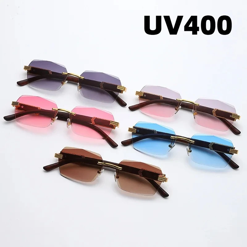 

New Fashionable Wood-Grain Temple Sunglasses Irregular Square Sun Glasses Outdoor UV-Protective Eyewear Classic Driving Shades
