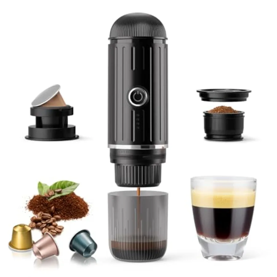 

Portable Electric Espresso Coffee Maker for Ground Coffee and NS Capsule Fast Self-Heating Technology with USB-C Perfect for RV