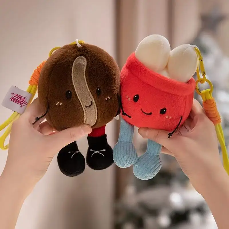 Mochila de pulpa de café simulada de 15cm, muñeco colgante de peluche, juguete de dibujos animados de Anime, bonito regalo de cumpleaños para niños, muñeca divertida