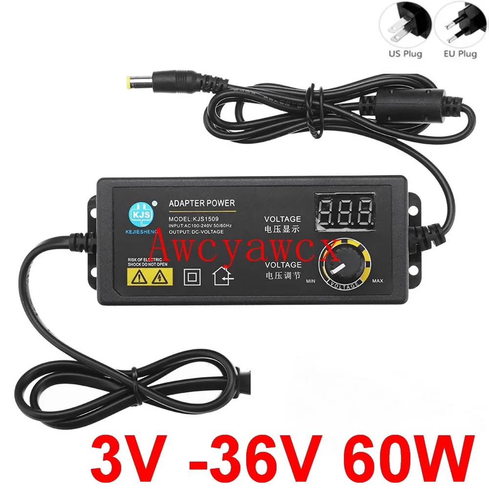 adjustable ON/OFF Adapter 3V-36V 1.7A of voltage 3V 4V 4.5V 5V 6V 7V 7.5V 8V 9V 10V 12V 13.5V 14V 15V 16V 17V 18V 19V 36V 60W