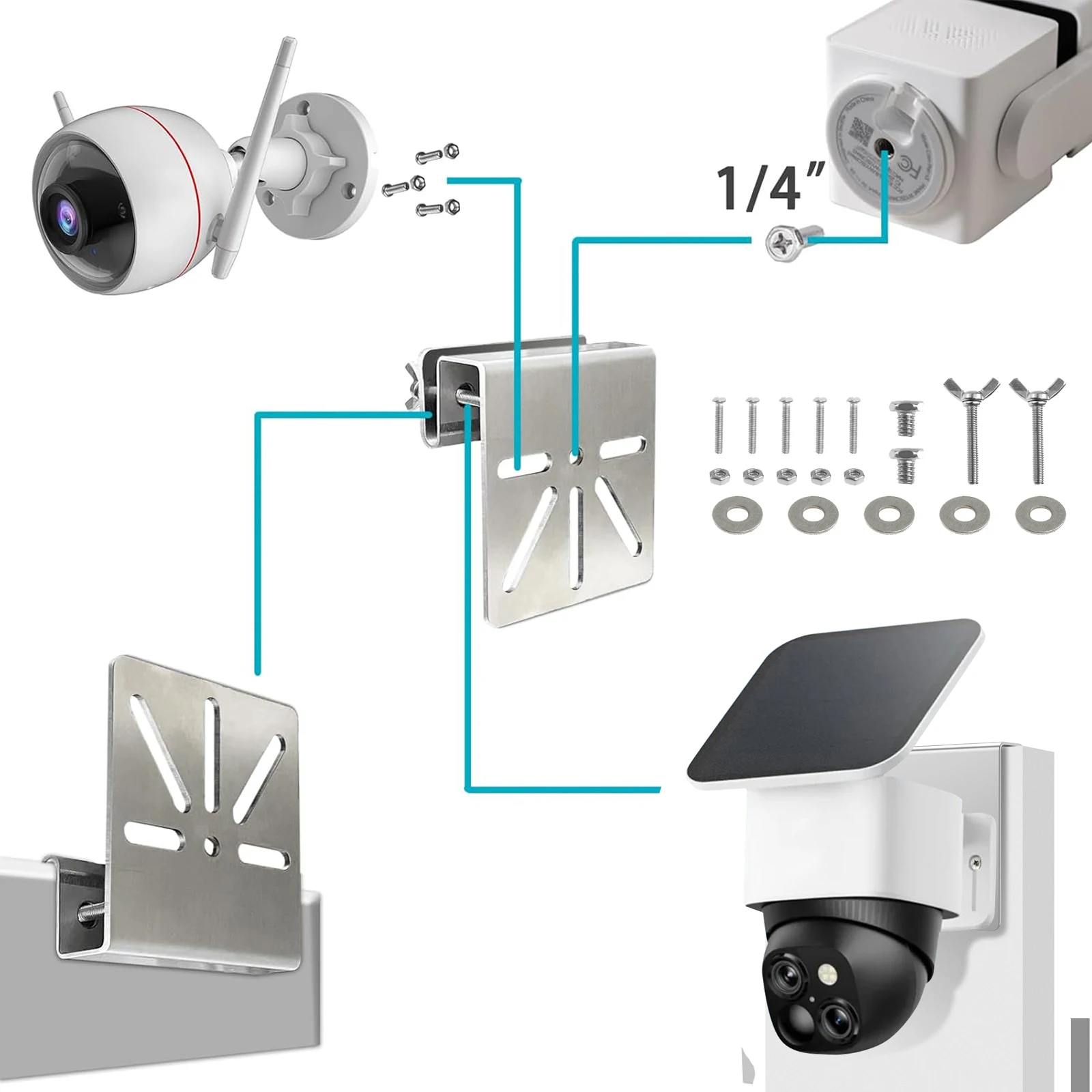 

WiTi Gutter Mount Stainless Steel Bracket Solar Security Camera Holder No Drill Installation for Eufy Security SoloCam S340 IP