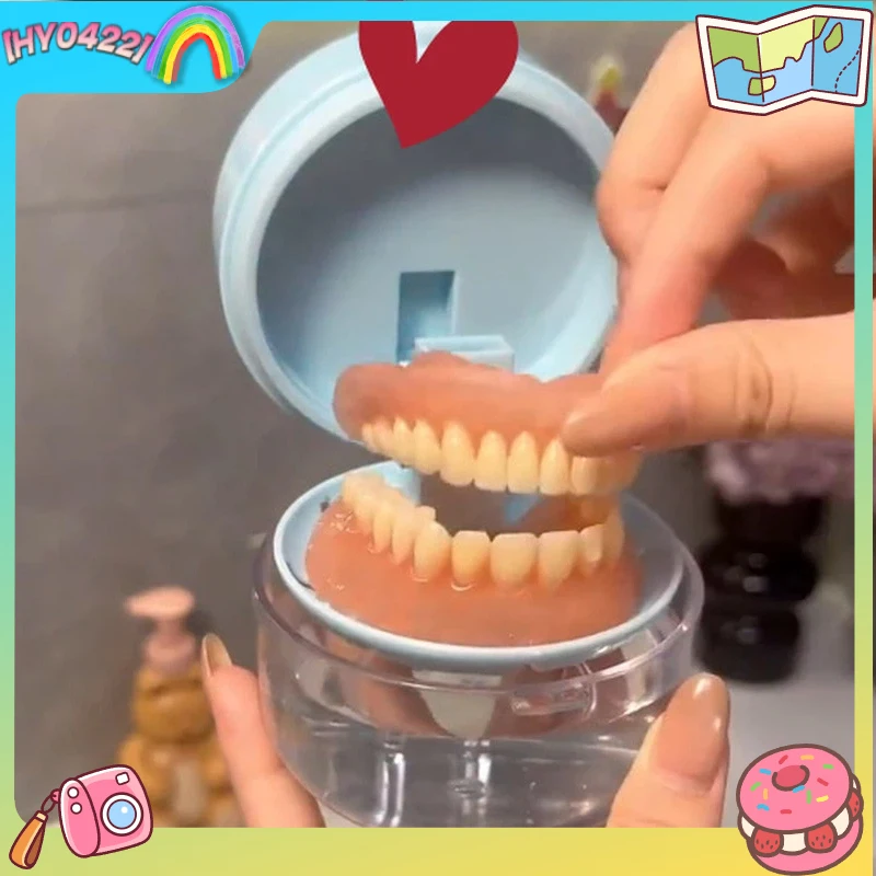 Portable Retainer Case Orthodontic Dental Aligner Storage Box Mini Leakproof Denture Cleaning Container For Travel Daily Use