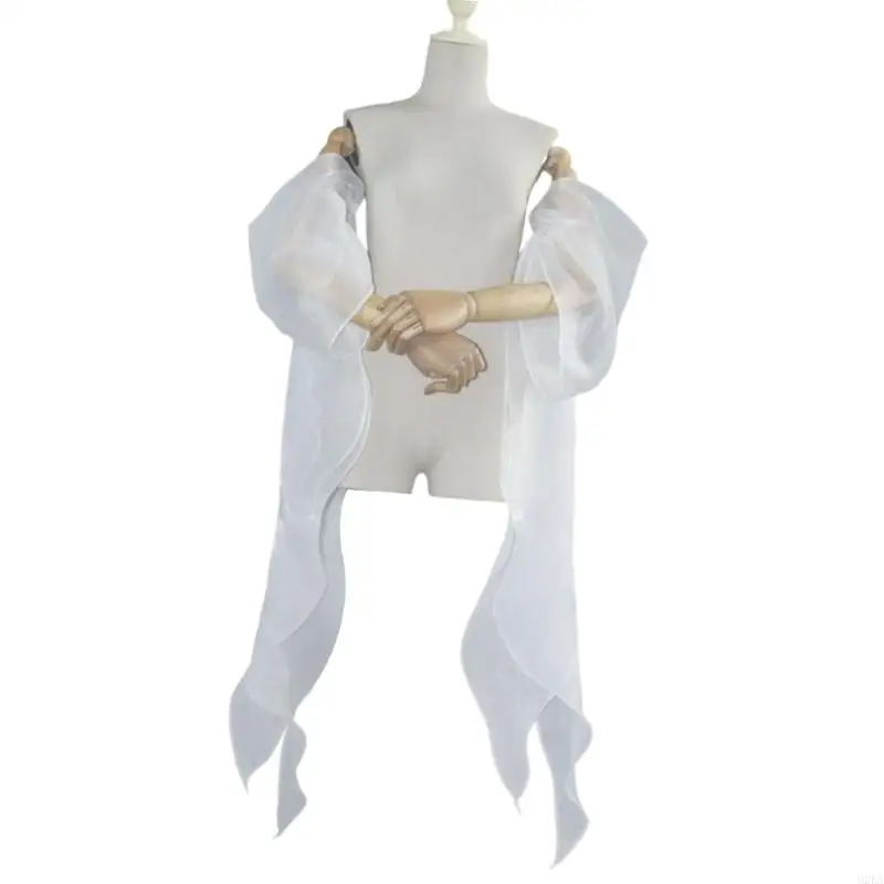 2025 New Bridal Sleeves Seethrough Sheer Detachable Arm Covers Decorative Trailing Floating Sleeves For Bride Photography Props
