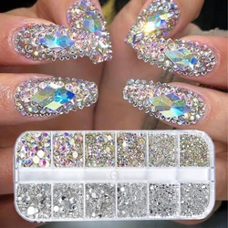 Approx 600pcs AB Flatback Nail Rhinestones 2/3/4mm Mini Diamond Stones Charms 3D Crystal Gem Jewelry Nail Decoration Parts*ZB34