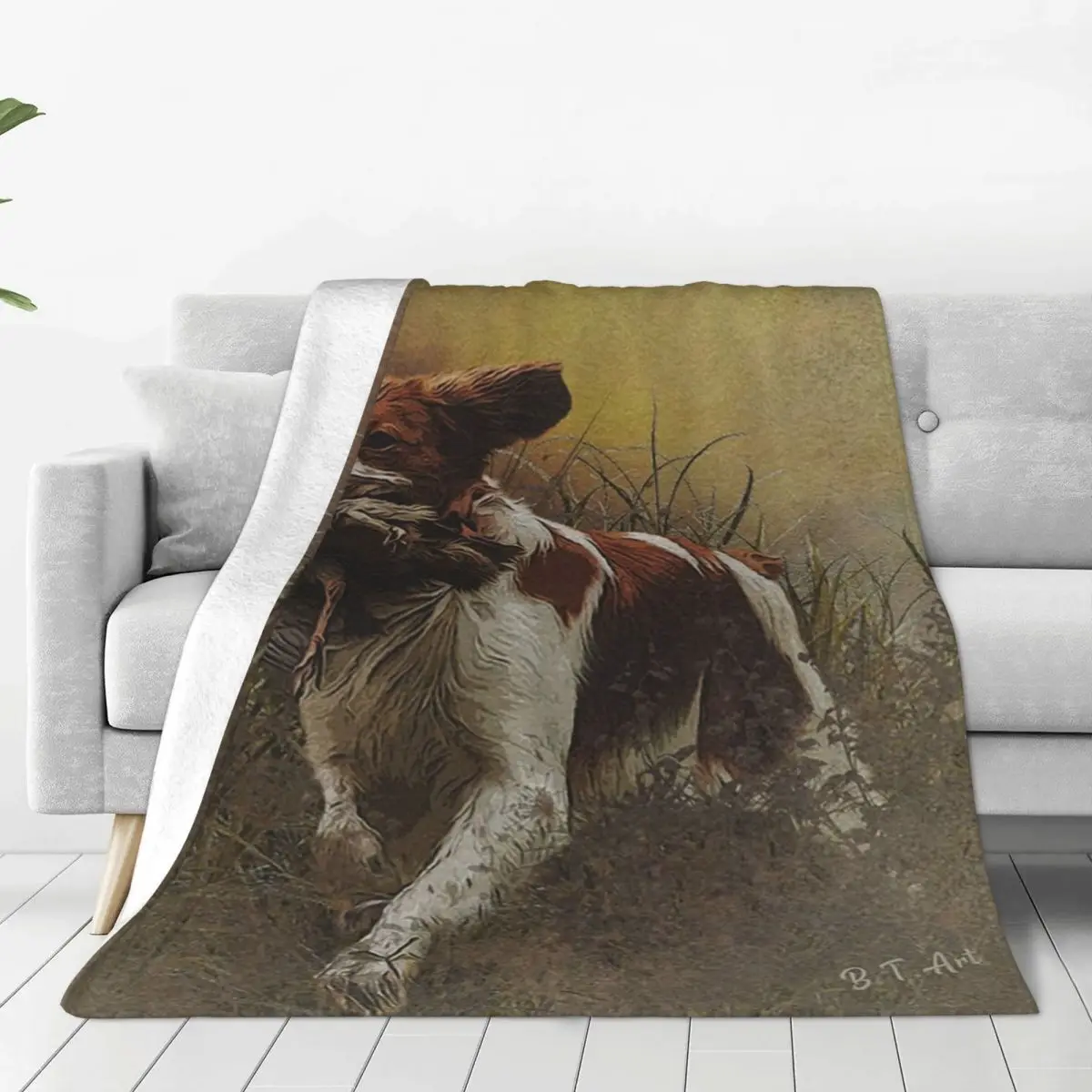 Brittany Spaniel Hunting Woodcoc Blanket Fleece Portable Sofa Throw Blankets For Home Bedroom Travel Throws Bedspread Quilt