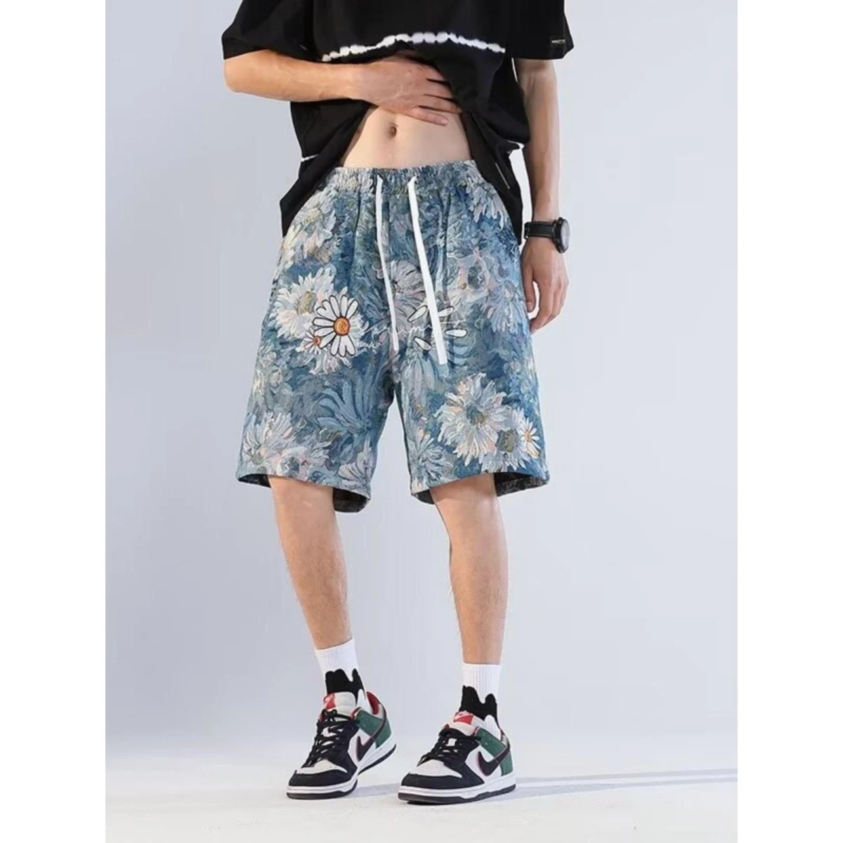

Retro Floral Print Casual orts Loose Fit Beachwear for Men Summer Trendy Loose Large Size Polyester Fiber Divided Briefs
