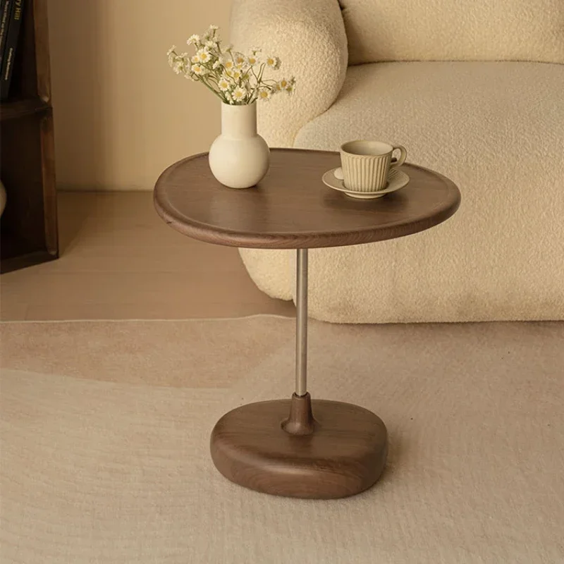 

Solid wood sofa edge table creative tea table black walnut circular corner small unit modern simple circular