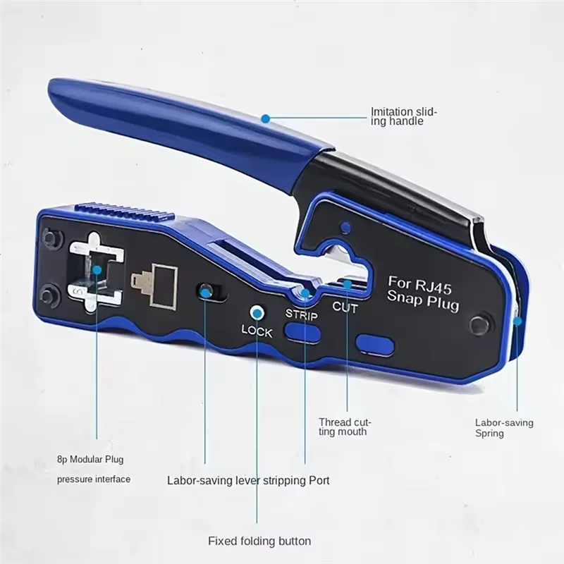 

【B07R】RJ45 8P Ethernet Wiring Wire Crimping Tool For CAT 5, 5E, 6, 6A Cables- 1Pc Pass Through Design Included Crimper