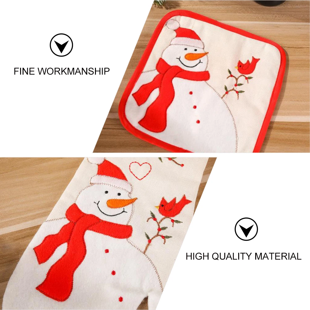 

2 Pcs Christmas Cooking Mitts Snowman Insulated Gloves Placemat Set Microwave Oven Kitchen Supplies Elder Our