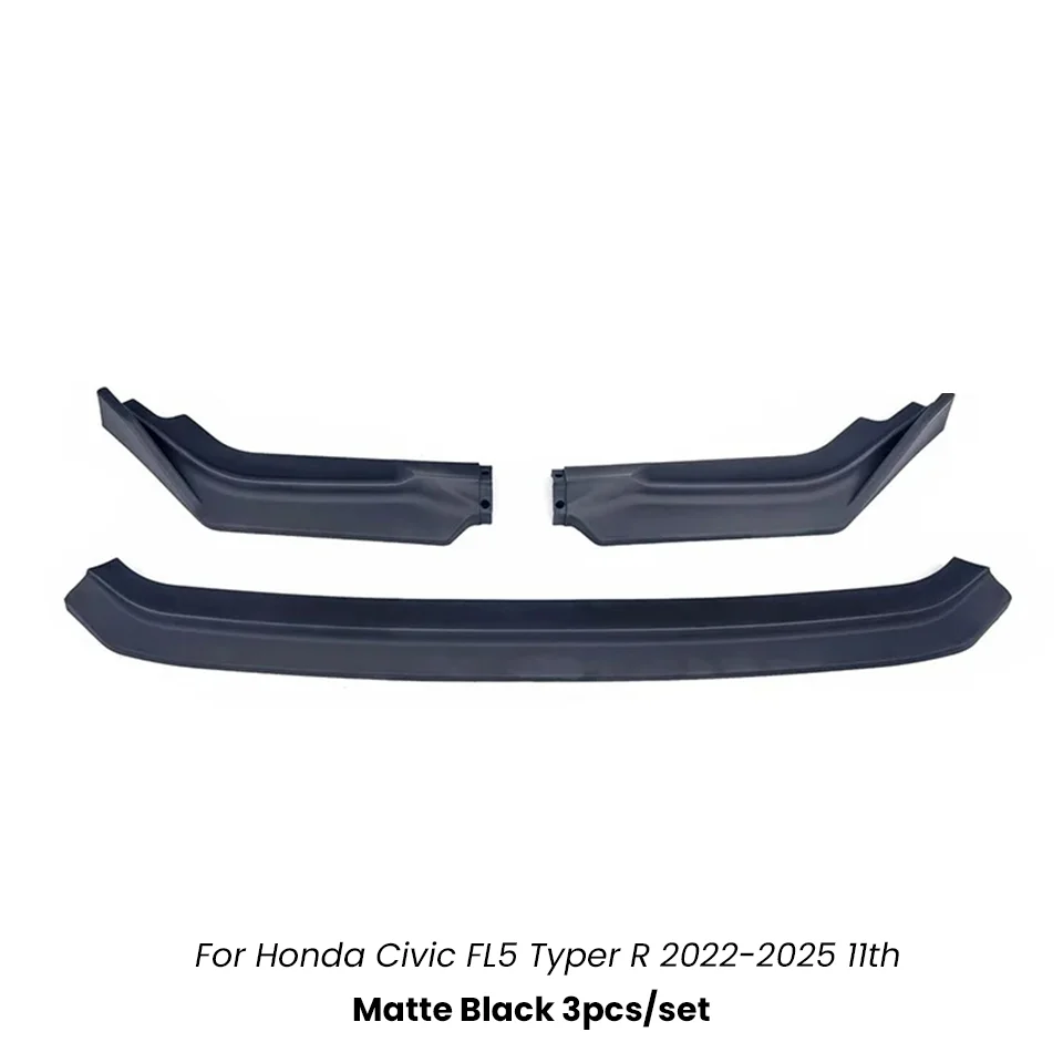 For Honda Civic FL5 Type R 2022-2025 Wide Body Front Bumper Lip Extensions Splitters 3PCS Set ABS Auto Front lip Spoiler Upgrade image 3