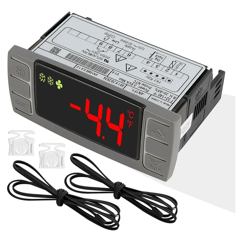 News XR02CX-4N1F1 Universal Temperature Controller Replacement With Sensor Probe For 120V 50-60Hz Commercial Refrigerators
