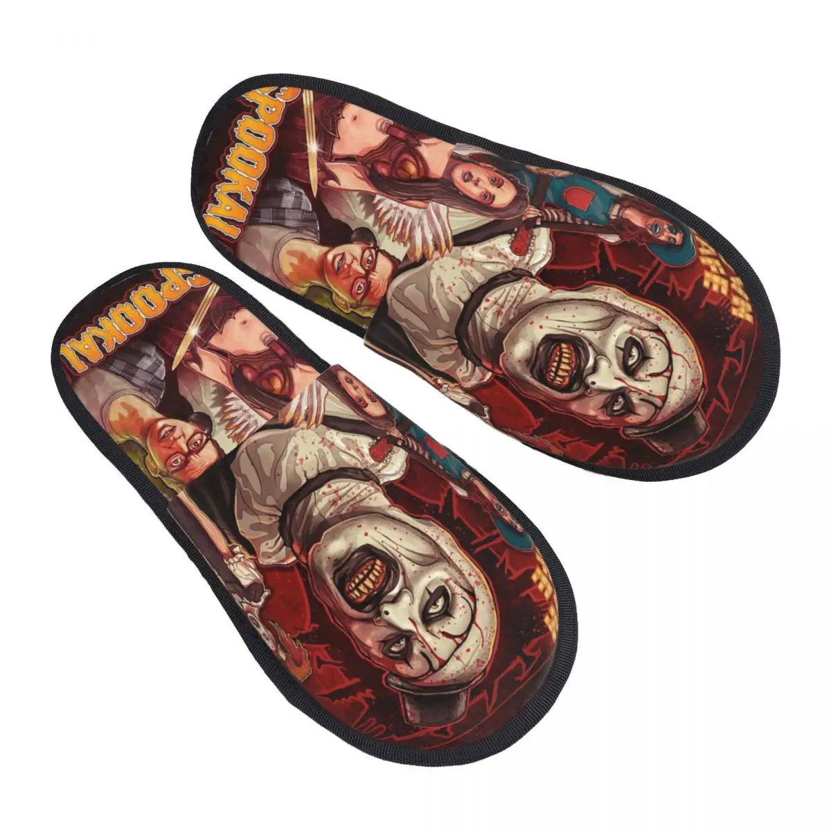 شباشب منزلية لفيلم رعب آرت سلاشر للهالوين للنساء مريحة من إسفنج الذاكرة سهلة الارتداء في غرفة النوم