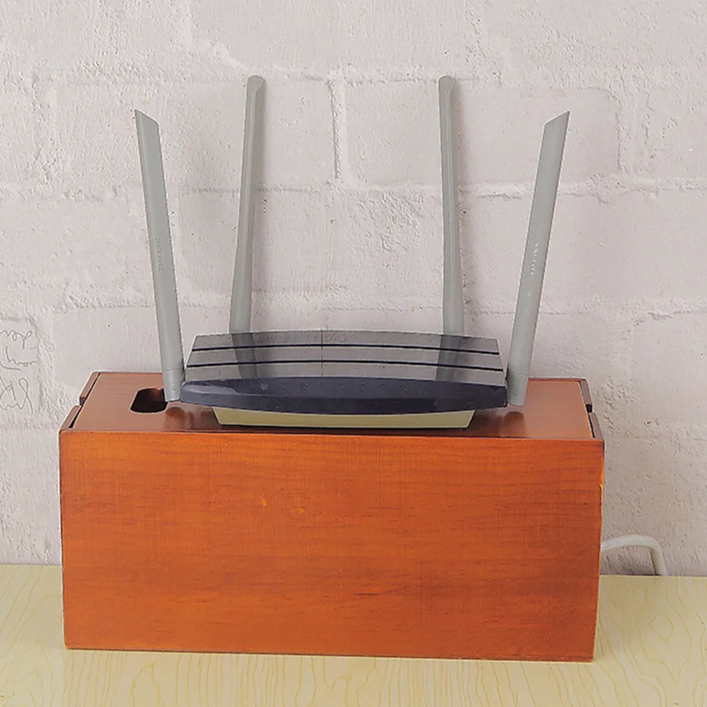 

Cable Management Box Wooden Power Cables Organizer Tidy Desk Cord Storage Multi-Functional Durable Smooth Surface Easy