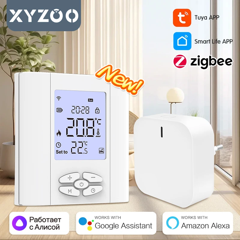 

Programmable Gas Boiler WiFi Thermostat Battery Zigbee Temperature Regulator Floor Actuator Work With Google Home Alexa Alice