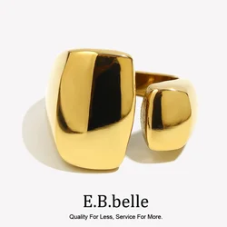 E.B.belle Chunky Street Style Geometric Open Size Stainless Steel Index Finger Rings For Women Glossy Large Party Cocktail Ring