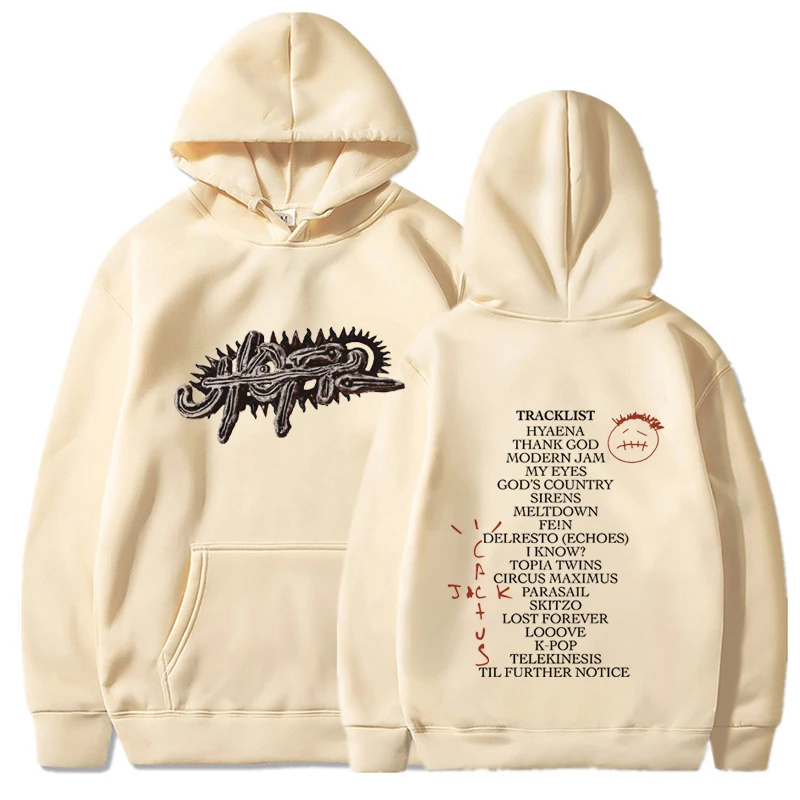 Rapper Cactus Jack Hoodie UTOPIA Album Graphics Hoodie Men Hip Hop Pure Cotton Tees Male Casual Oversized Hoodie Streetwear