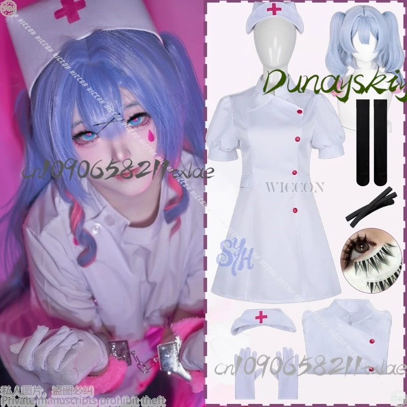 

Anime Game Project Sekai Cosplay Mikuuu Costume Rabbit Hole Sexy Nurse Uniform Jirai Kei Mini Dress Hat Sweet Halloween Party