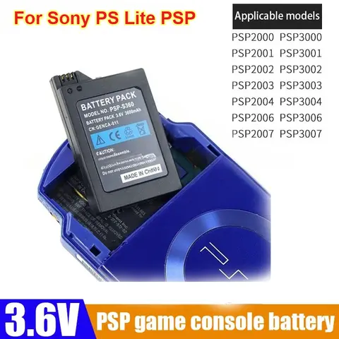3.6V 3600mAh High Capacity Rechargeable Battery Replacement Built-in Cell for Sony PSP 2000 3000 PSP-3004 PSP 2th Game Console