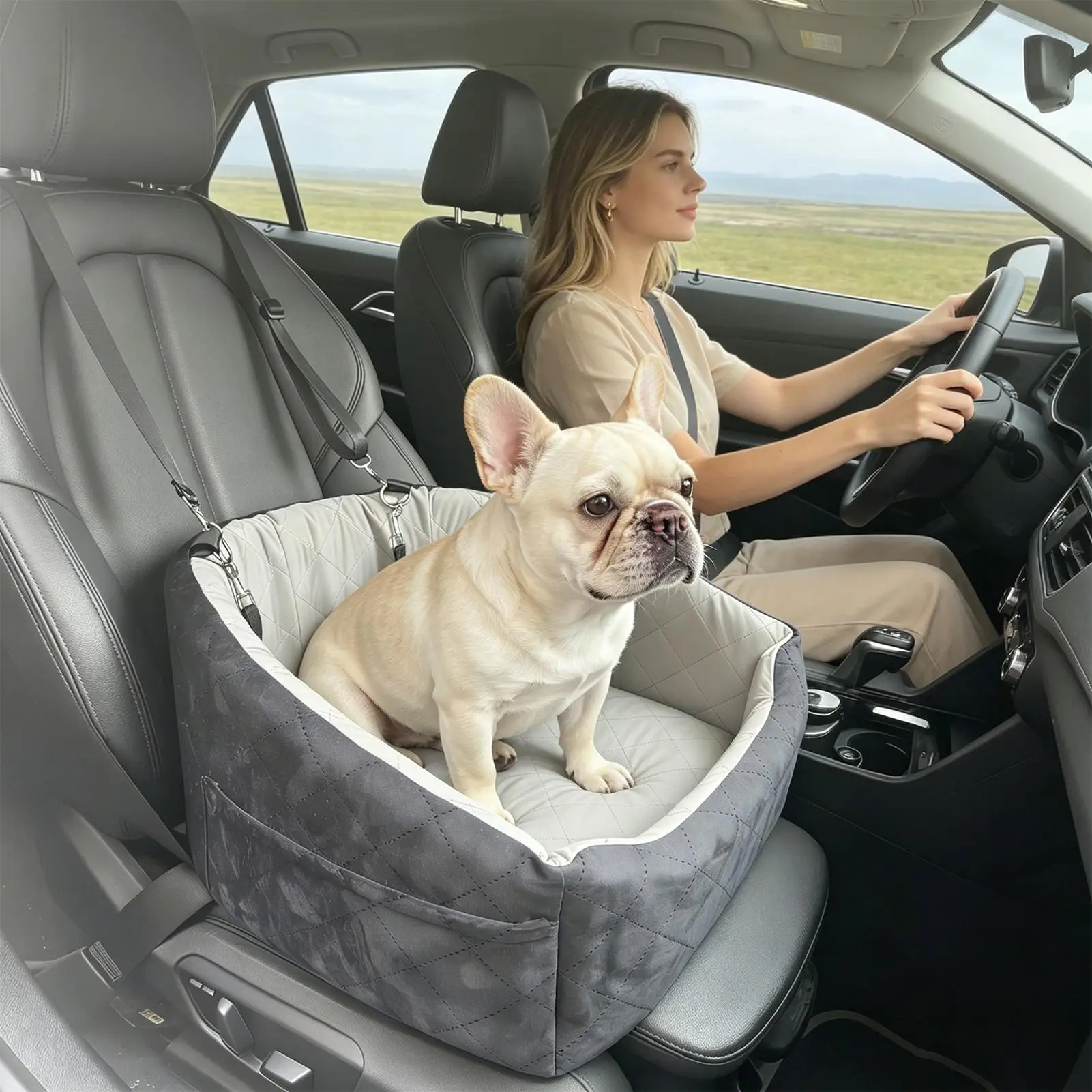 

Dog Seat For Car With Safety Belt Storage Pocket Anti Slip Doggy Car Seat Travel Bed For Small Medium Kitten Cat Animal SUV RV