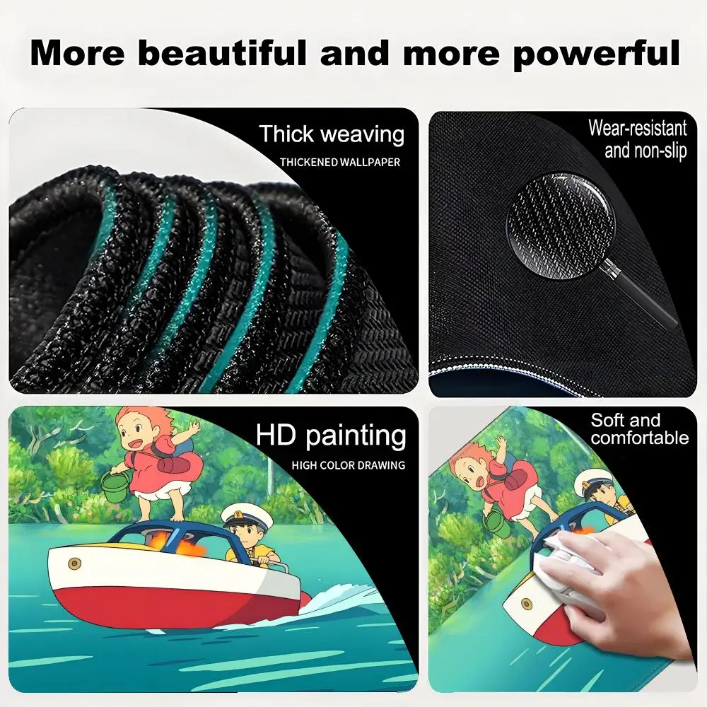 Аниме Коврик для мыши Коврик для мыши Настольный коврик с ковриком Игровые аксессуары Prime Gaming XXL Коврик для клавиатуры P-Ponyo On The Cliff-f