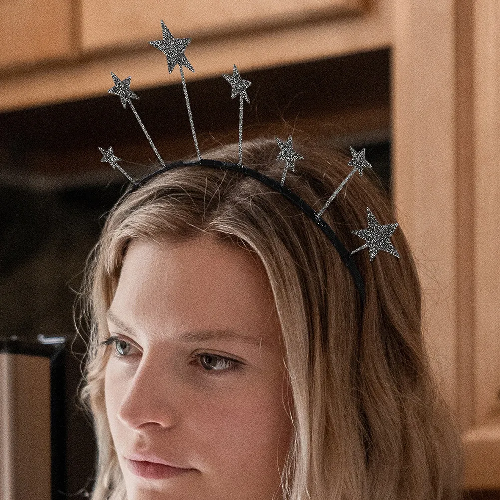 

2Pcs Moon Star Headpiece for Women Shiny Alloy Hairband Lightweight Adjustable Fit Festive Party Wedding Birthday Hair