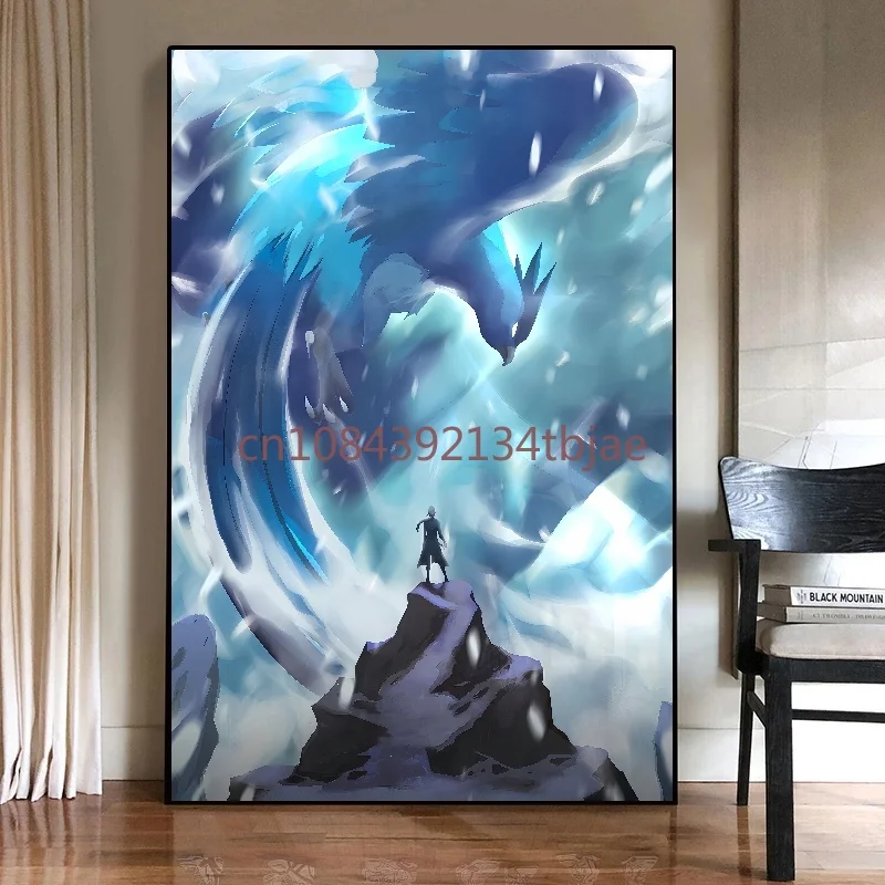 Classic Cartoon Anime Pokemon Lugia Ho-Oh Poster Action Figures Canvas Painting Wall Decoration HD Poster Kids Room Art Decorate