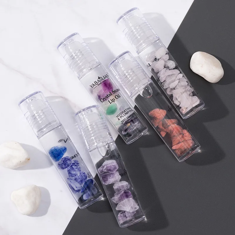 Jade Roller Lip Gloss Cooling Ball Applicator Hydrating Lip Oil Tint Moisturizing Lipstick Plumping Lip Care Makeup