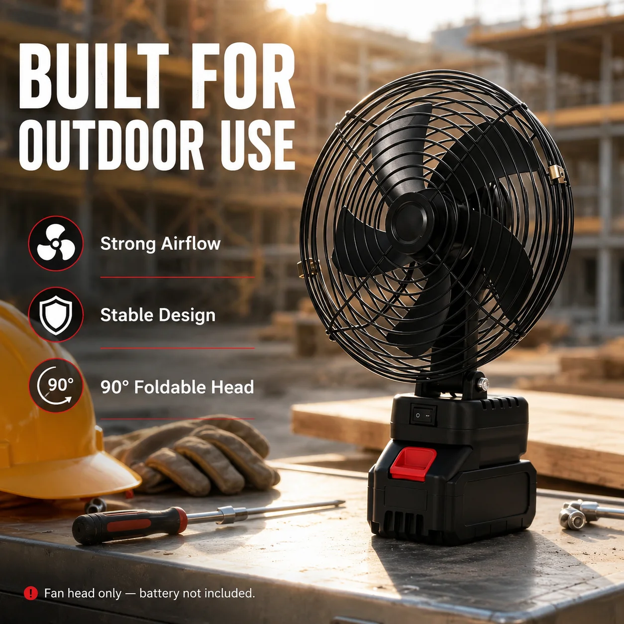 5/6/8 Inch Cordless Electric Fan 4000RPM, Powerful Low Noise Jobsite Cooling Fan, Compatible with Makita 18V Battery Power Tools