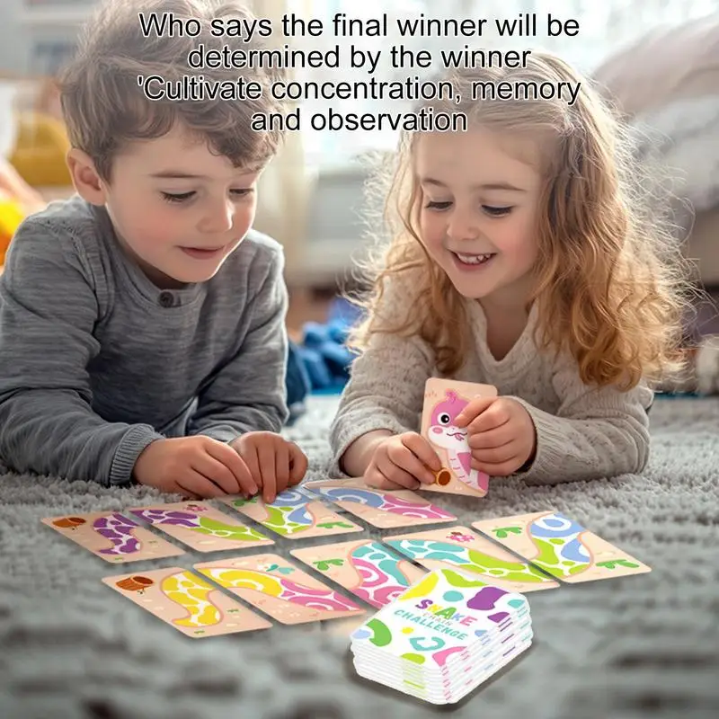 Puzzles en papier pour enfants, défi de chaîne de serpent, dessin animé interactif, activités d'apprentissage préscolaire, jeux de fête en famille pour enfants de 3 ans