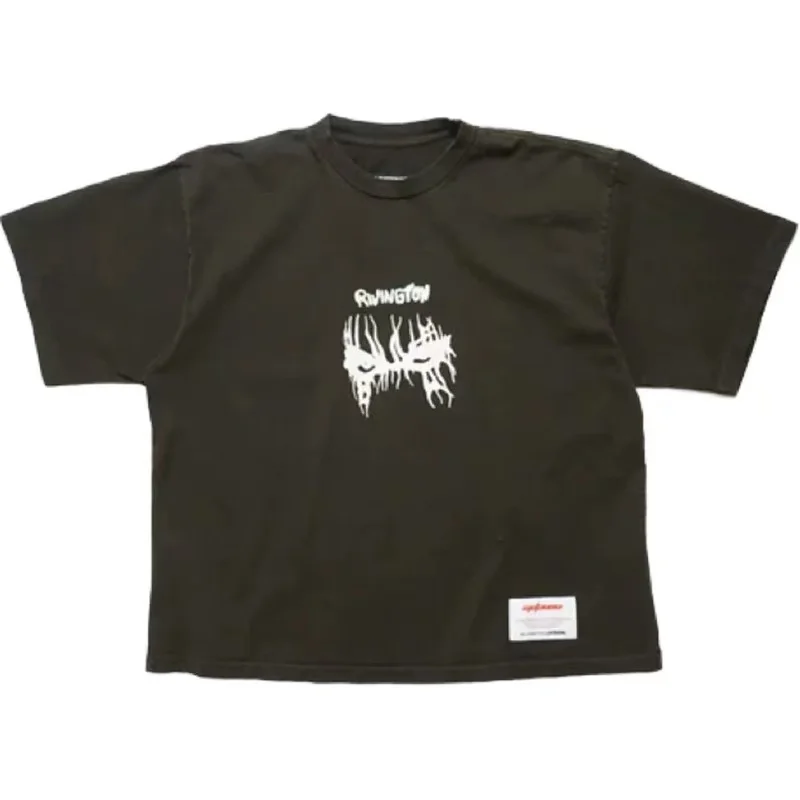 

Loose Men's Women's Abstract Print 2026FW RRR123 T-Shirt Streetwear Vintage Washed Black Cotton Premium Quality Casual T Shirt