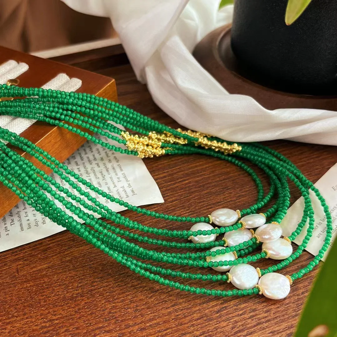 

Simple Clear Green Crystal Short Necklace Female Nature Pearl Fashion Jewelry Women Choker Bijoux Femme Ladies Party