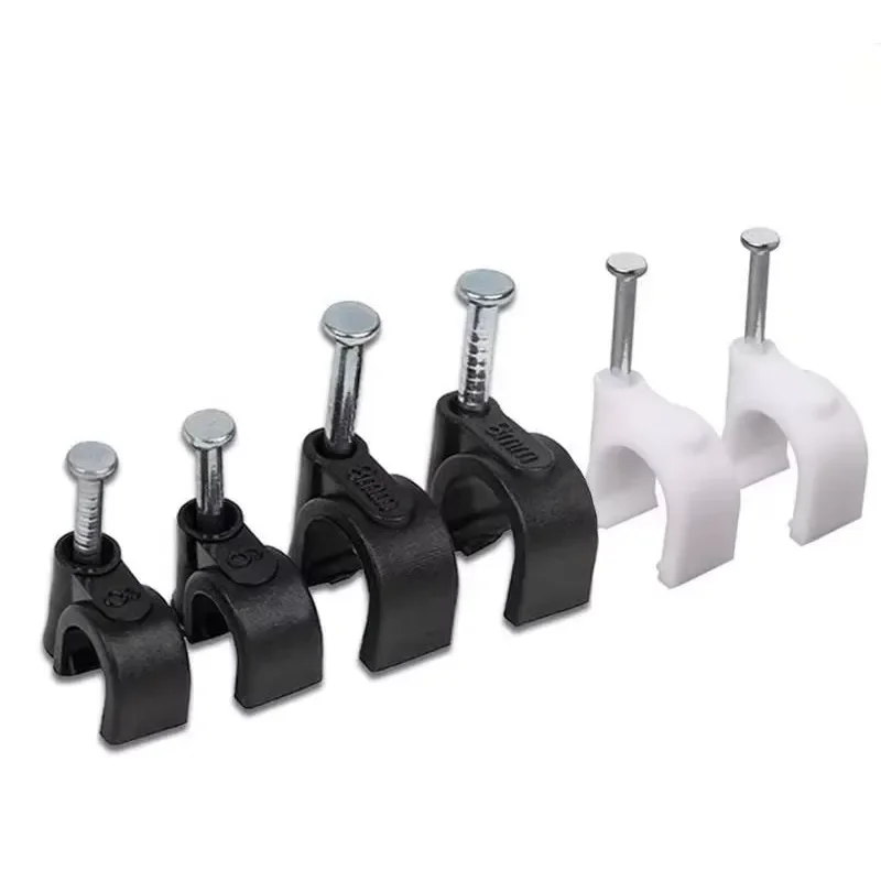 66 Self Locking Cable Clips 20mm Round Wire Holder White Black Wall Mounting Nails for Home Office Organization