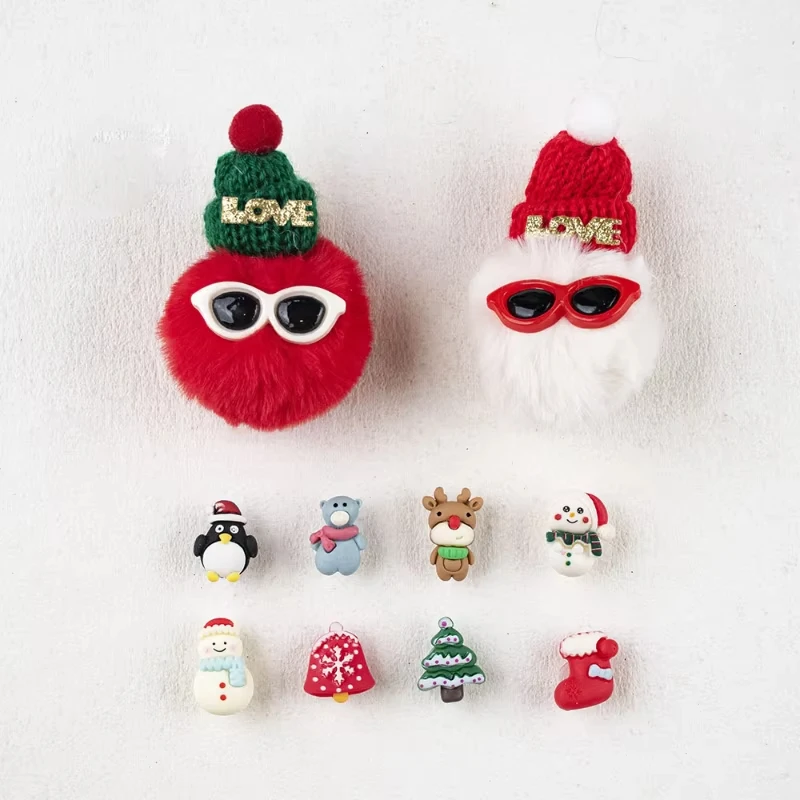 New Christmas Plush Shoe Charms Set  Festive Plush Decoration Accessories for Hole Shoes DIY Accessories Xmas Gifts