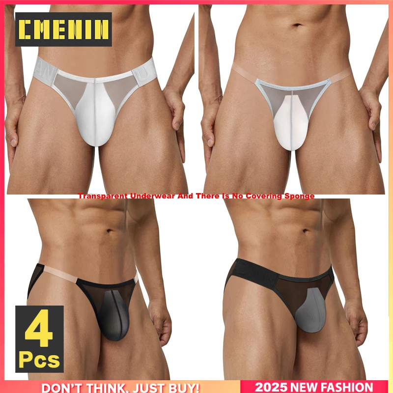

CMENIN, 4 шт., мужские трусы, прозрачные сетчатые мужские трусы, сексуальные мужские трусы-бикини, ультратонкие дышащие мужские трусы для геев, плавки