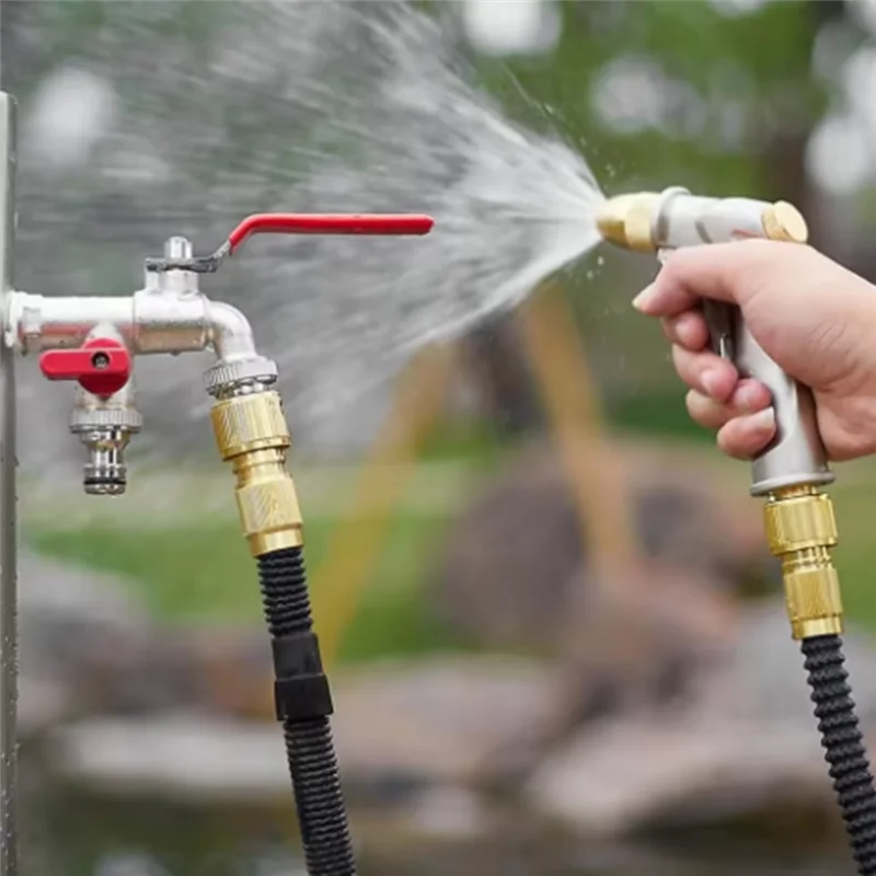 Rubinetto da giardino in lega WORTHOWN Adattatore di ricambio per scarico dell'acqua a doppio controllo Rubinetto a doppio capezzolo con maniglia Facile accensione/spegnimento