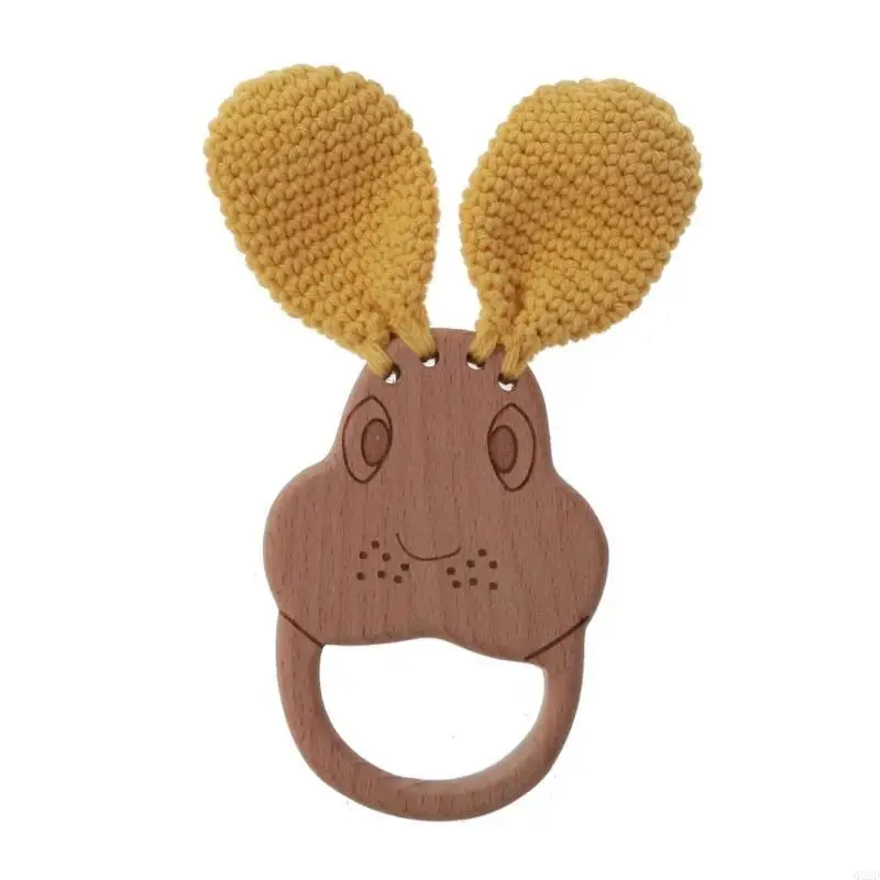 

Q22D 1 шт., детский прорезыватель из бука, деревянная погремушка, игрушки, деревянная игрушка для прорезывания зубов, грызунов,