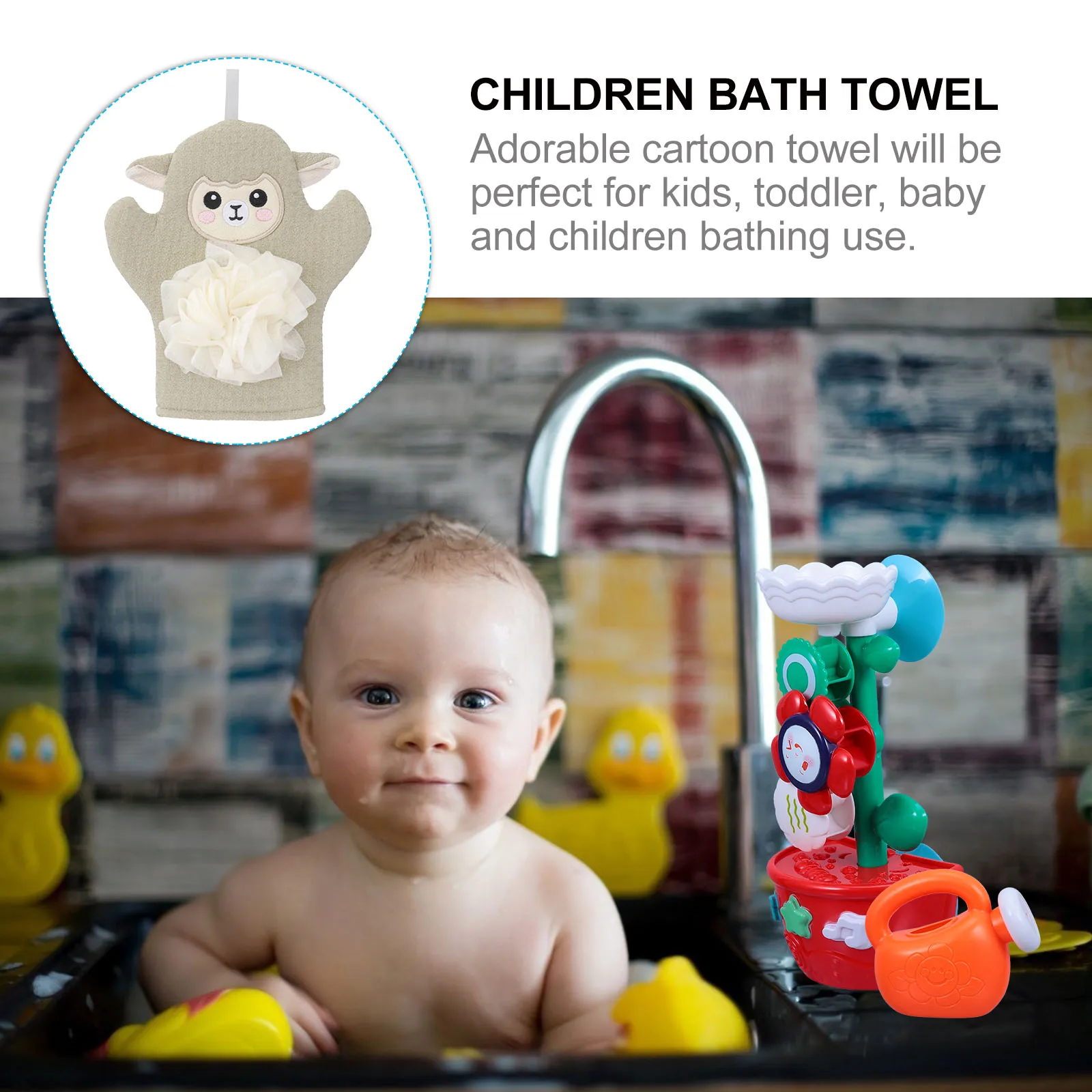 

Animal Bath Towel Kids Scrubber for Body Boy Baby Heart-shaped Toddler Towels Girl