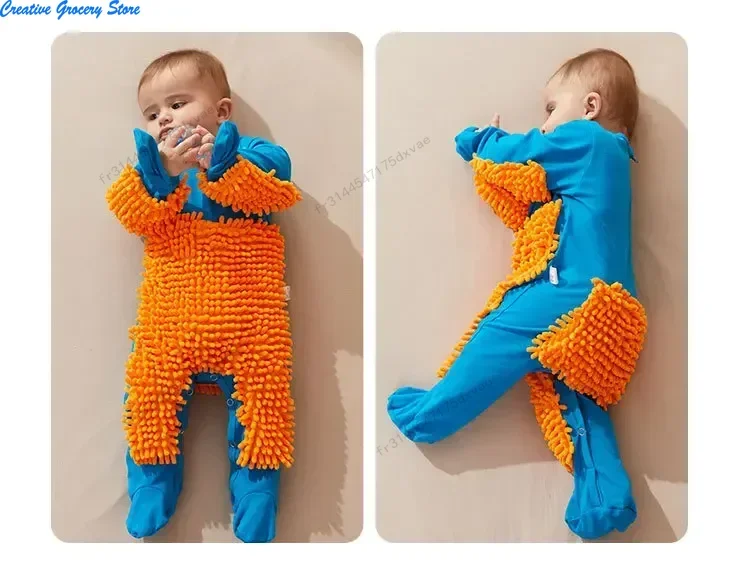 

2025 Baby Mop Footsies Boy Romper Toddler Girl Mop Suit Infant Crawling Clothes Cotton Children One-Piece Long Sleeve Jumpsuit