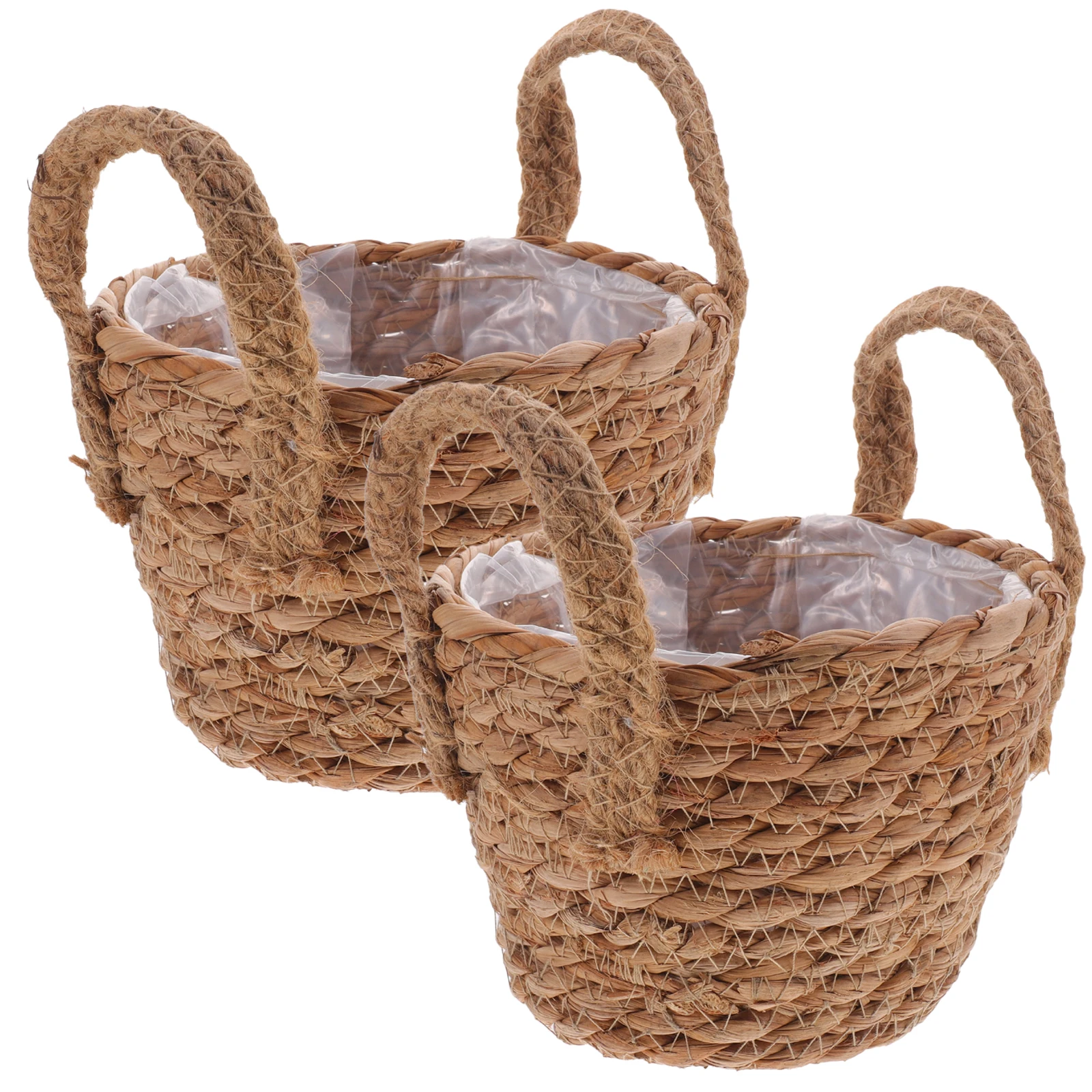 

2pcs Woven Plant Basket Seagrass Flower Pot Indoor Planter Storage Baskets Durable Liner Decorative Rustic Home Supplies Garden
