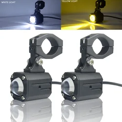 2pcs 60W Motorcycle Spotlights Headlight LED Lens Hi/Low Beam   Driving Spot Moto Fog Lamps Auxiliary Led lights for motorcycle