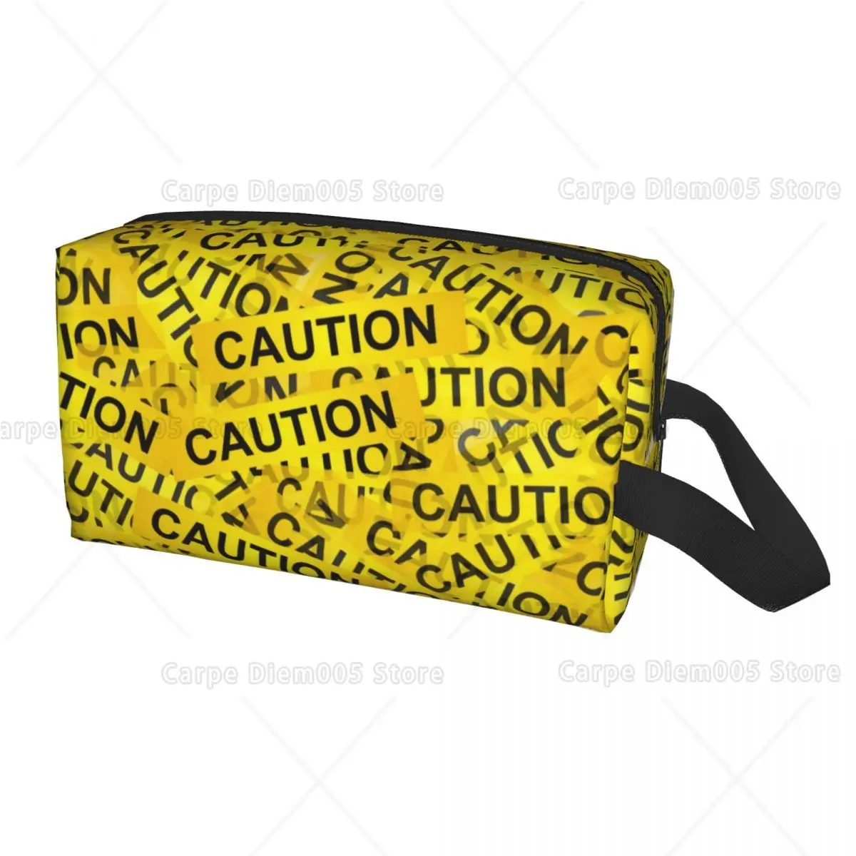 Funny Caution Warn Yellow Design Organizer Bag Toiletry Zipper Pouch The Purest Form of Art Cosmetic Bag Birthday Present