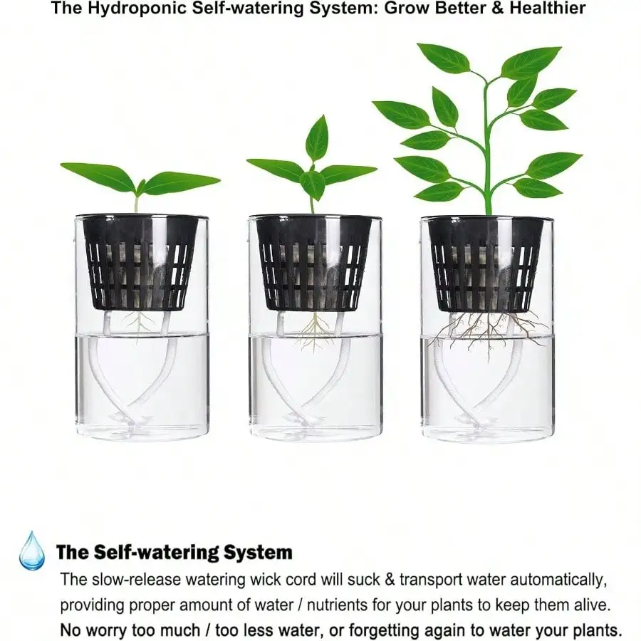 4インチのメッシュカップポット15個パック、15フィートの自動給水コードと15個の植物タグ付き