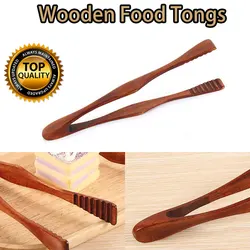 1pcs Wooden Food Tongs Anti-slip Handle Durable Salad Cake Bread Food Tongs Universal Kitchen Tool