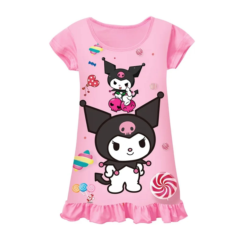 Sanrio Hello Kitty girls dress cartton cotton My Melody Cinnamoroll New Kuromi Summer Nightdress little girl clothes vestidos