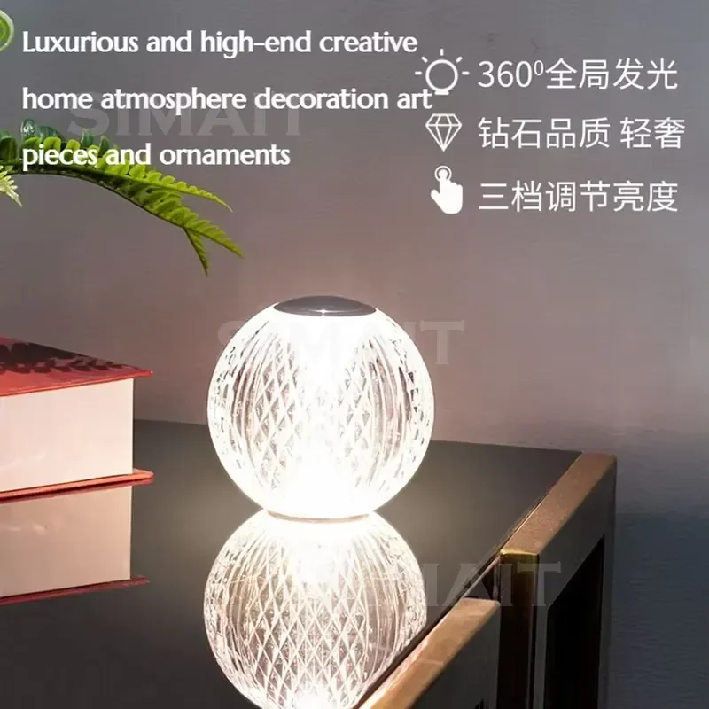 Creative Touch Rechargeable Glowing Decor Lamp, Luxury Desktop Art Ornament, Home Gift